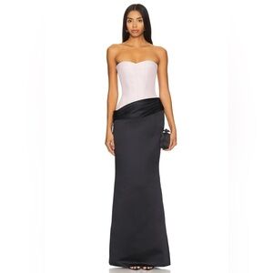 Strapless Undressed Two-Tone Evening Gown in Light Pink and Black